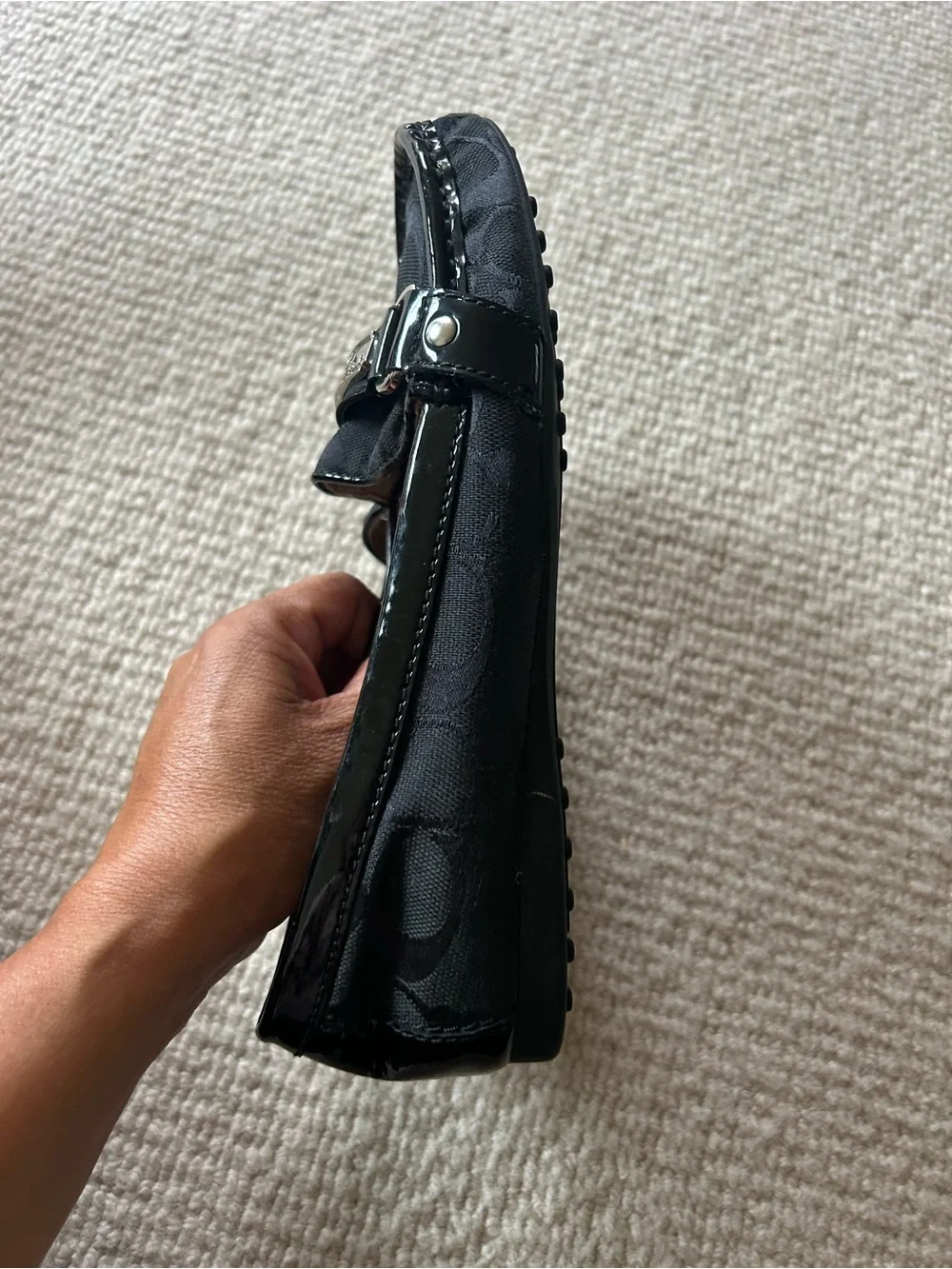 Coach Black Signature Jacquard Metal-Bit Loafers